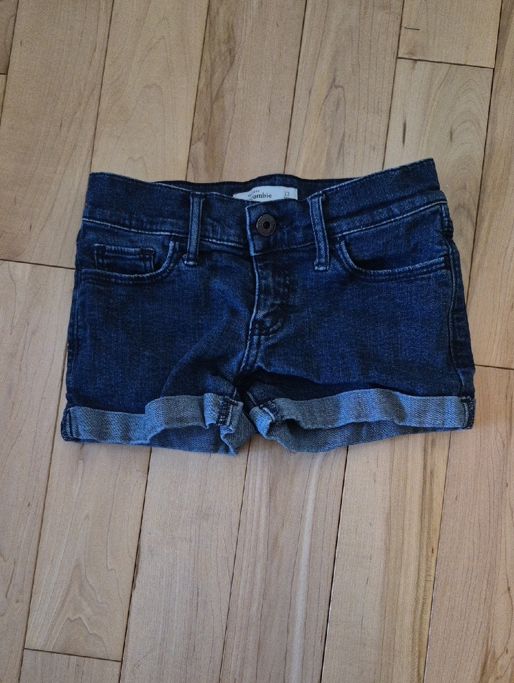 Girls Size 10 Abercrombie & Fitch Dark Blue Denim Cuffed Shorts